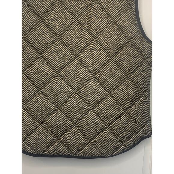 J Crew Diamond Quilted Puffer Vest M Houndstooth Black Cream  Preppy Womens - Picture 5 of 11